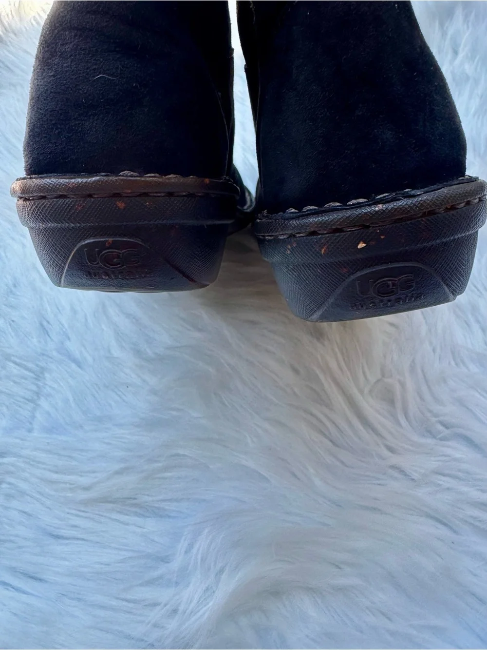 UGG Kaylana Black Suede Leather Knit Cuff Pull on Winter Boots Rubber Sole Sz 7